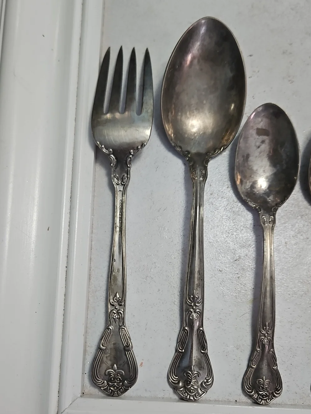 Vintage Godinger Silver Plated Serving Spoon & Fork & 8 Tablespoons